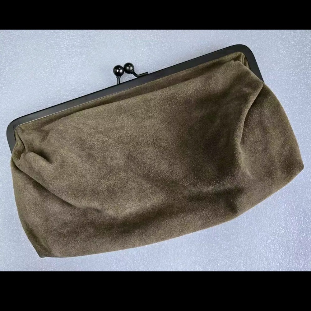 All Saints Suede Kisslock Clutch